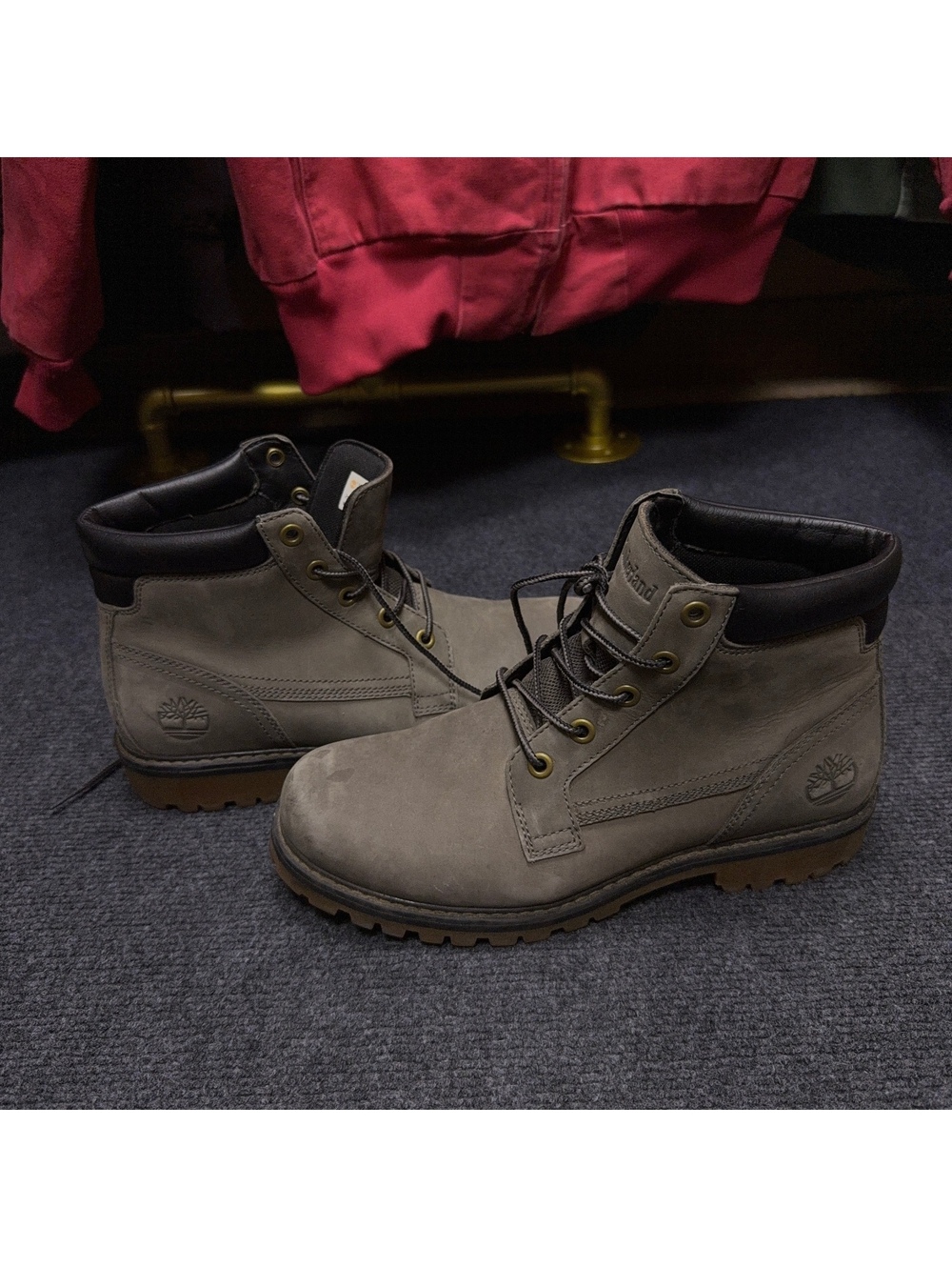 Timberland Men's Combat Boots Size 8 Gray Nubuck Leather